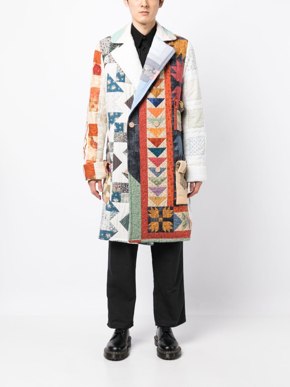 Shop Bethany Williams Double-breasted Patchwork Coat