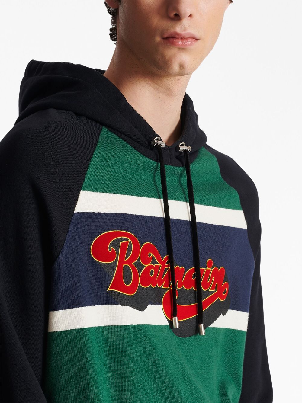 Shop Balmain Logo-print Cotton Hoodie