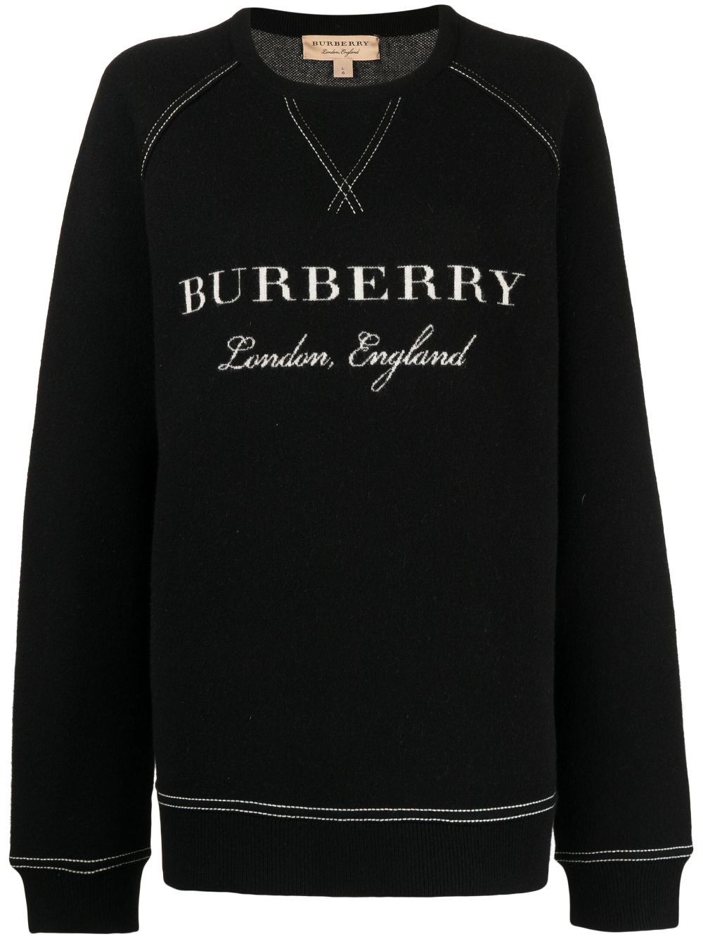 Shop Burberry Intarsia Knit Logo Jumper