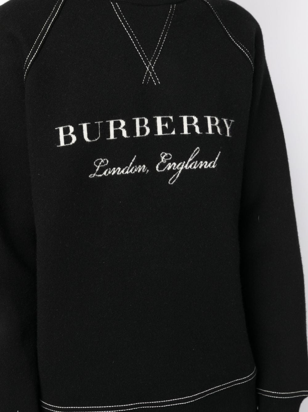 Shop Burberry Intarsia Knit Logo Jumper
