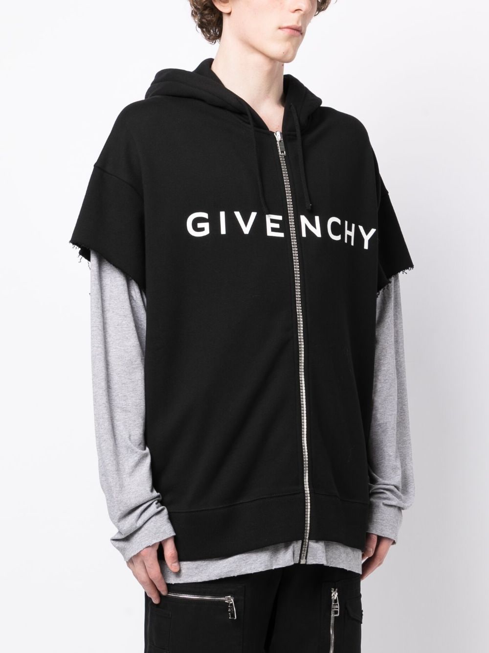 Shop Givenchy Logo-print Layered Cotton Hoodie