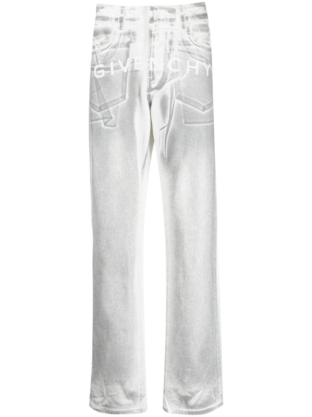 Givenchy Logo-print Straight-leg Jeans In Gray