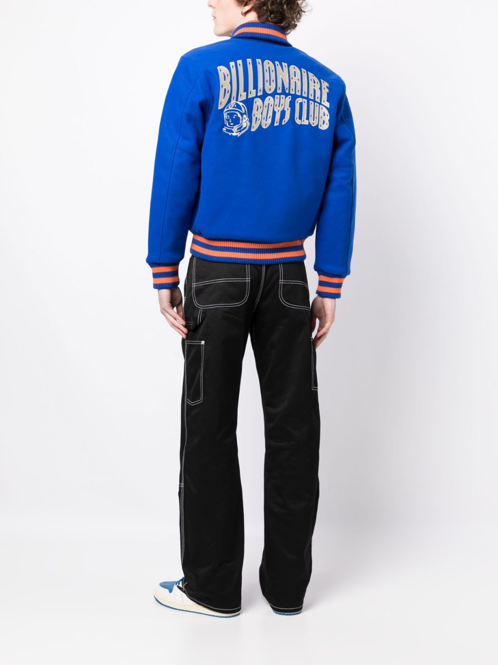 Shop Billionaire Boys Club Logo-patch Striped Bomber Jacket