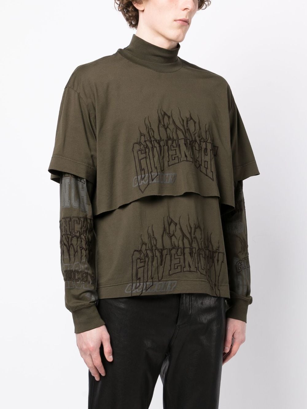 Shop Givenchy Logo-embroidered Layered Cotton Hoodie