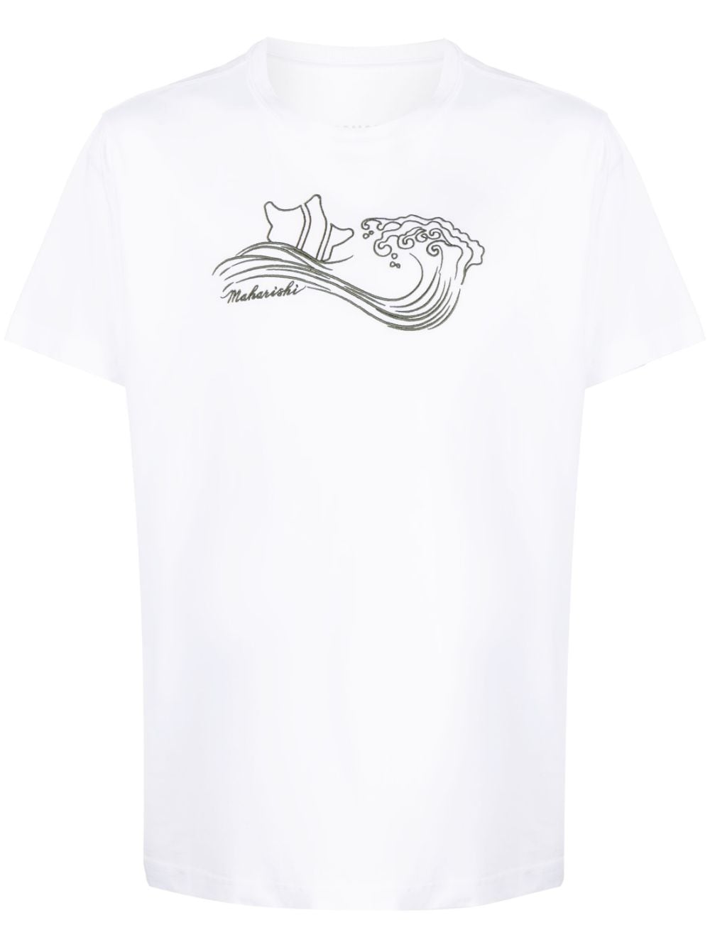 Shop Maharishi Embroidered-motif Organic-cotton T-shirt
