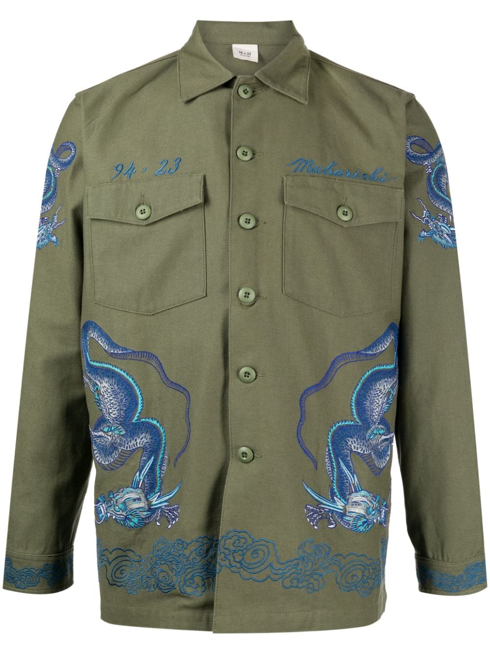 Shop Maharishi Embroidered Button-up Shirt