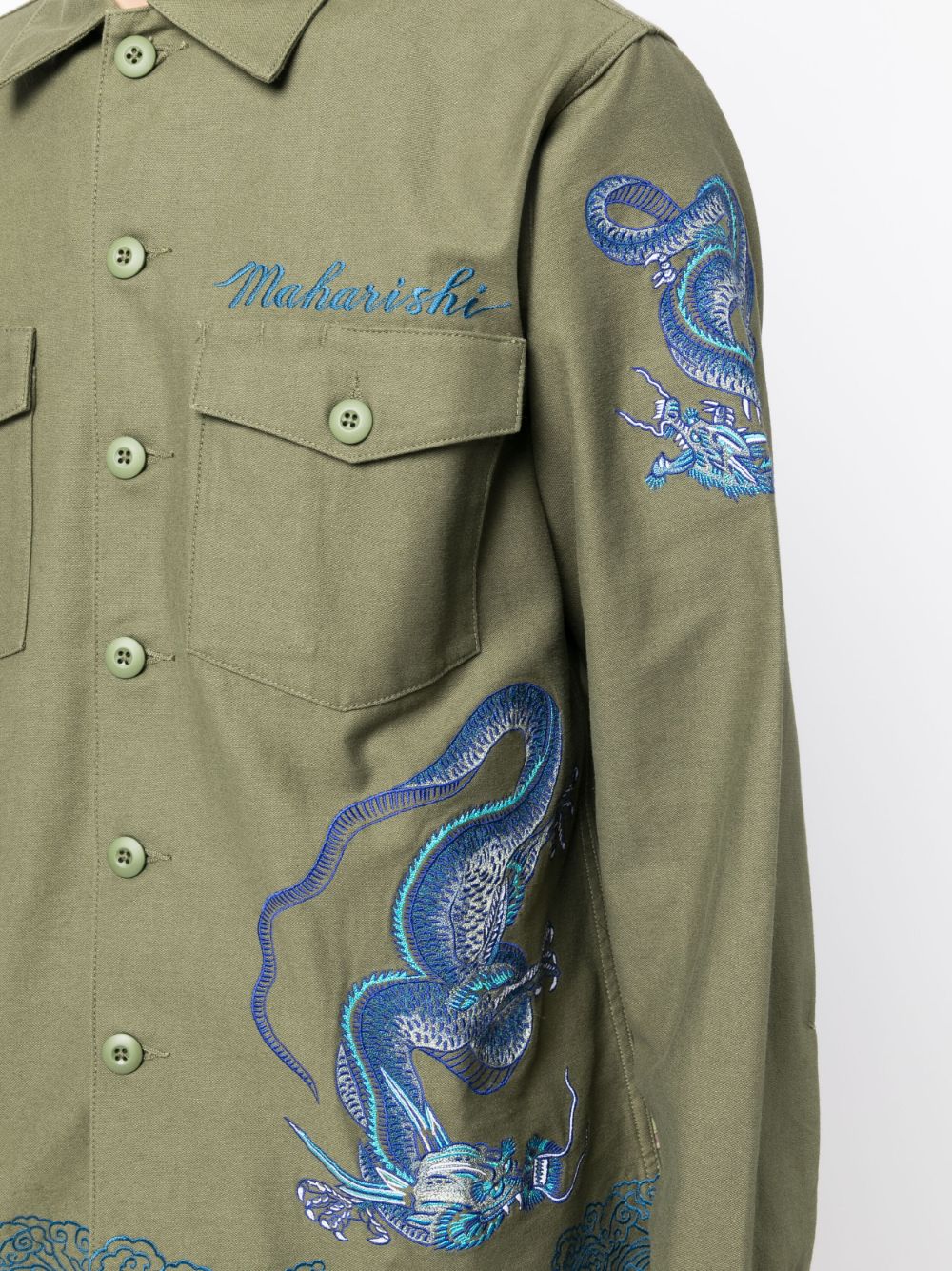 Shop Maharishi Embroidered Button-up Shirt