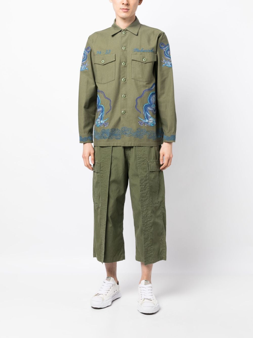 Shop Maharishi Embroidered Button-up Shirt