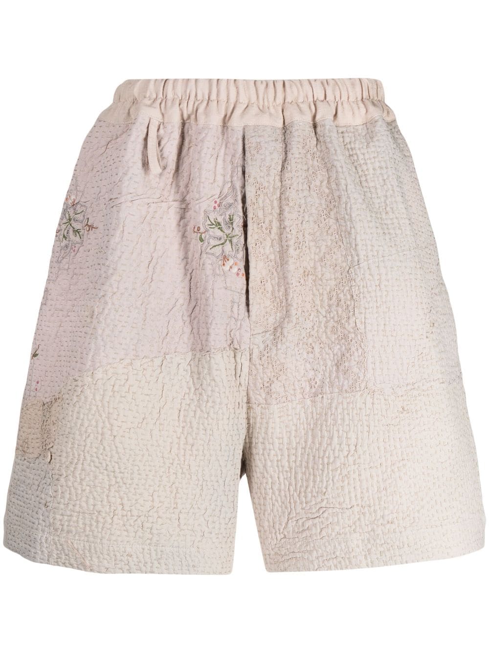 Shop By Walid Embroidered Linen-cotton Shorts