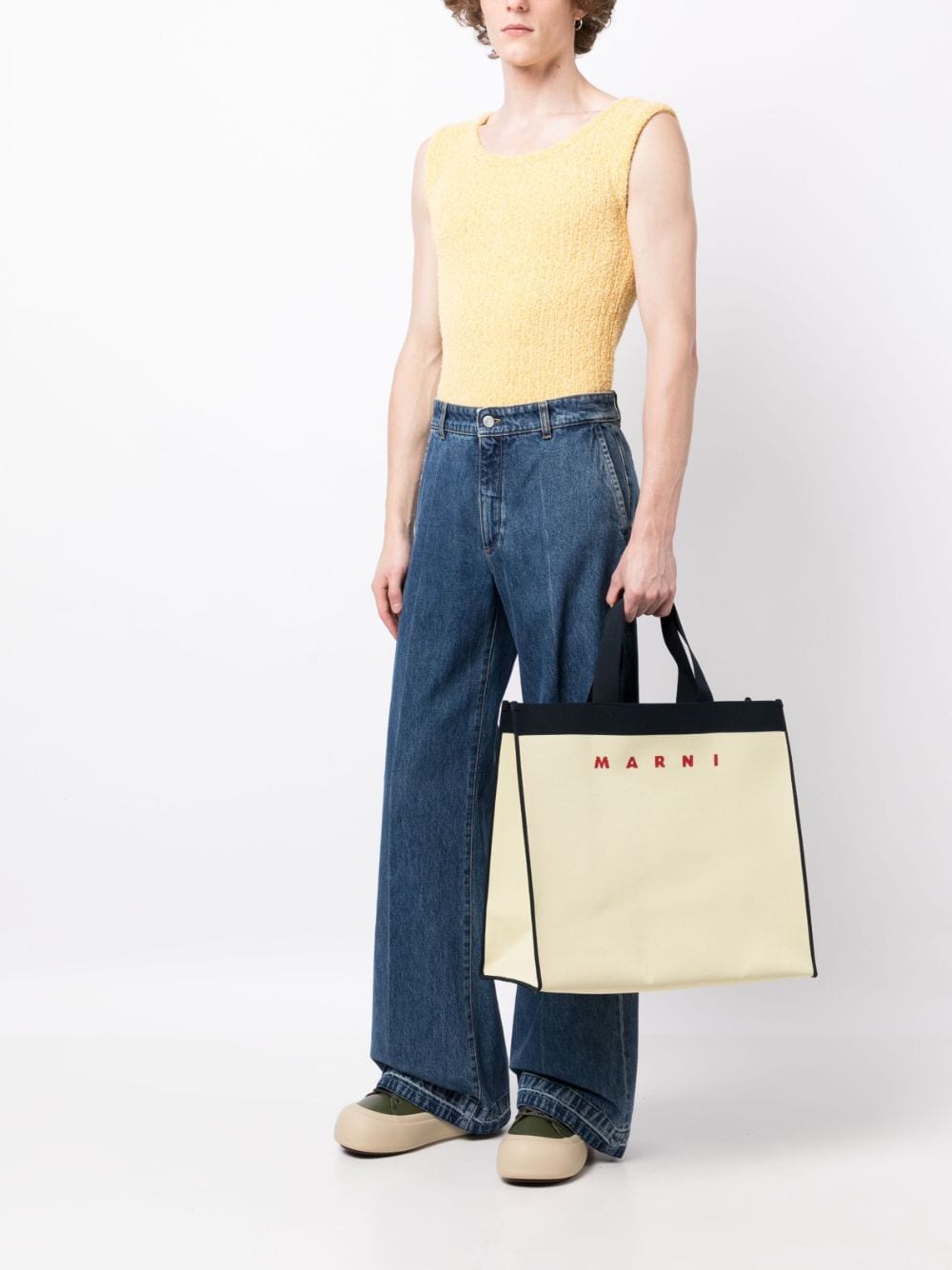 Shop Marni Logo-jacquard Cotton Tote Bag