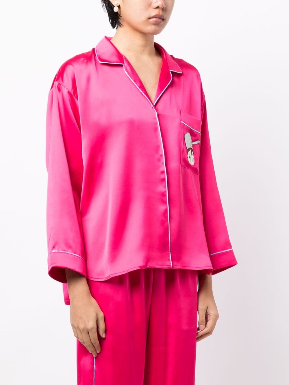 Shop Mira Mikati Embroidered-doll Buttoned Pyjama Top