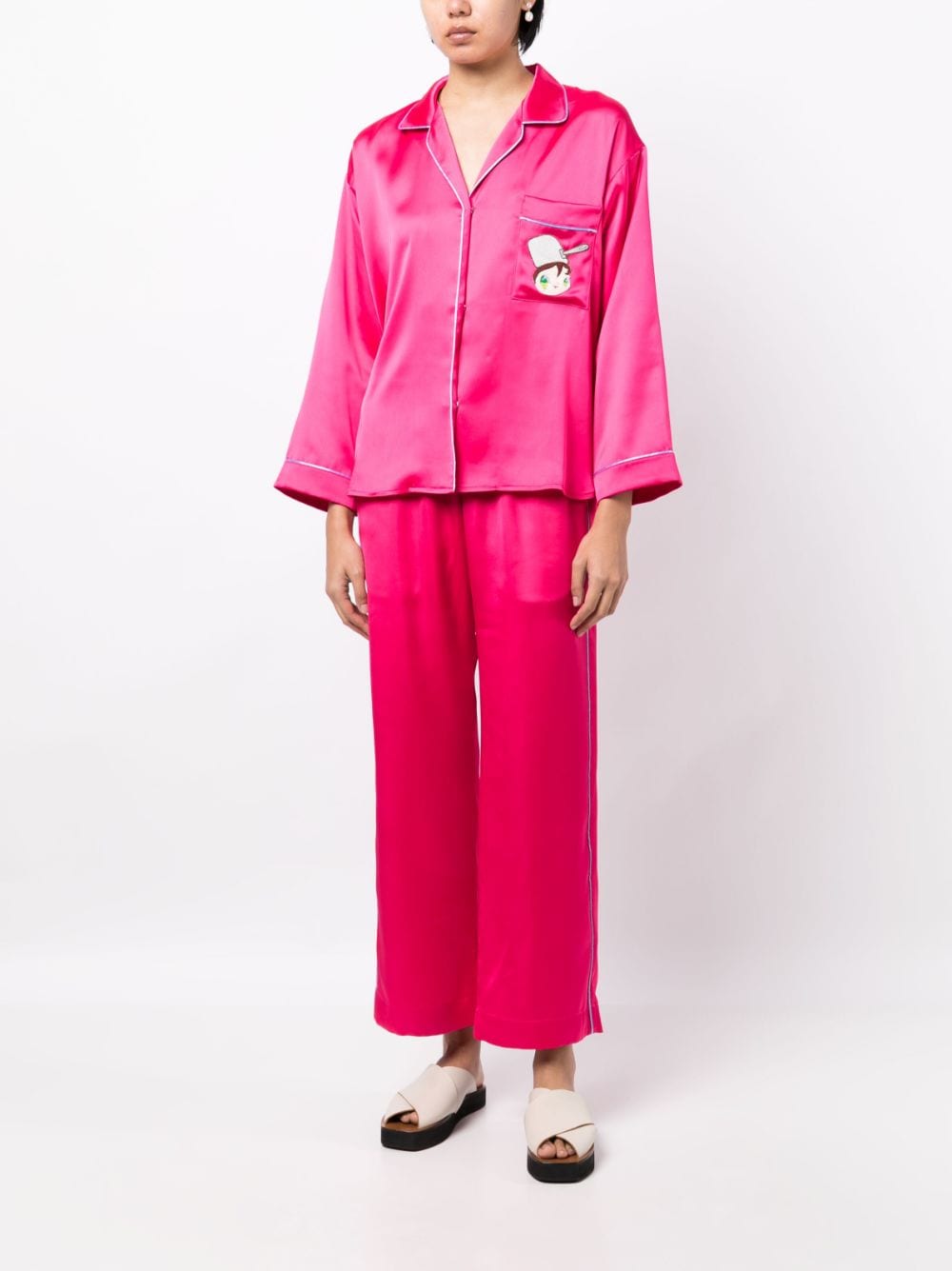 Shop Mira Mikati Embroidered-doll Buttoned Pyjama Top