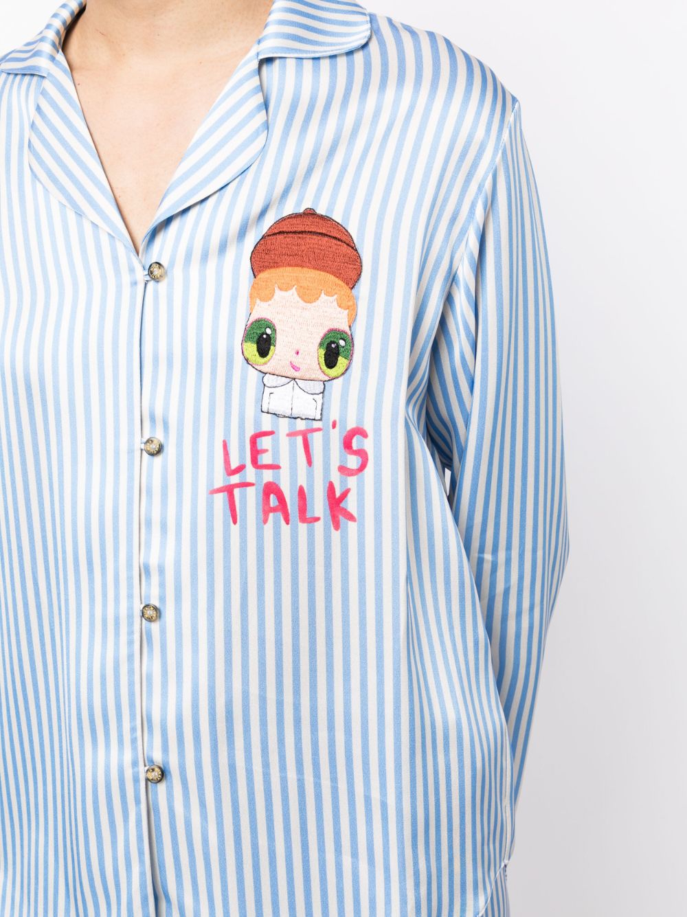 Shop Mira Mikati Doll-embroidered Striped Pyjama Top