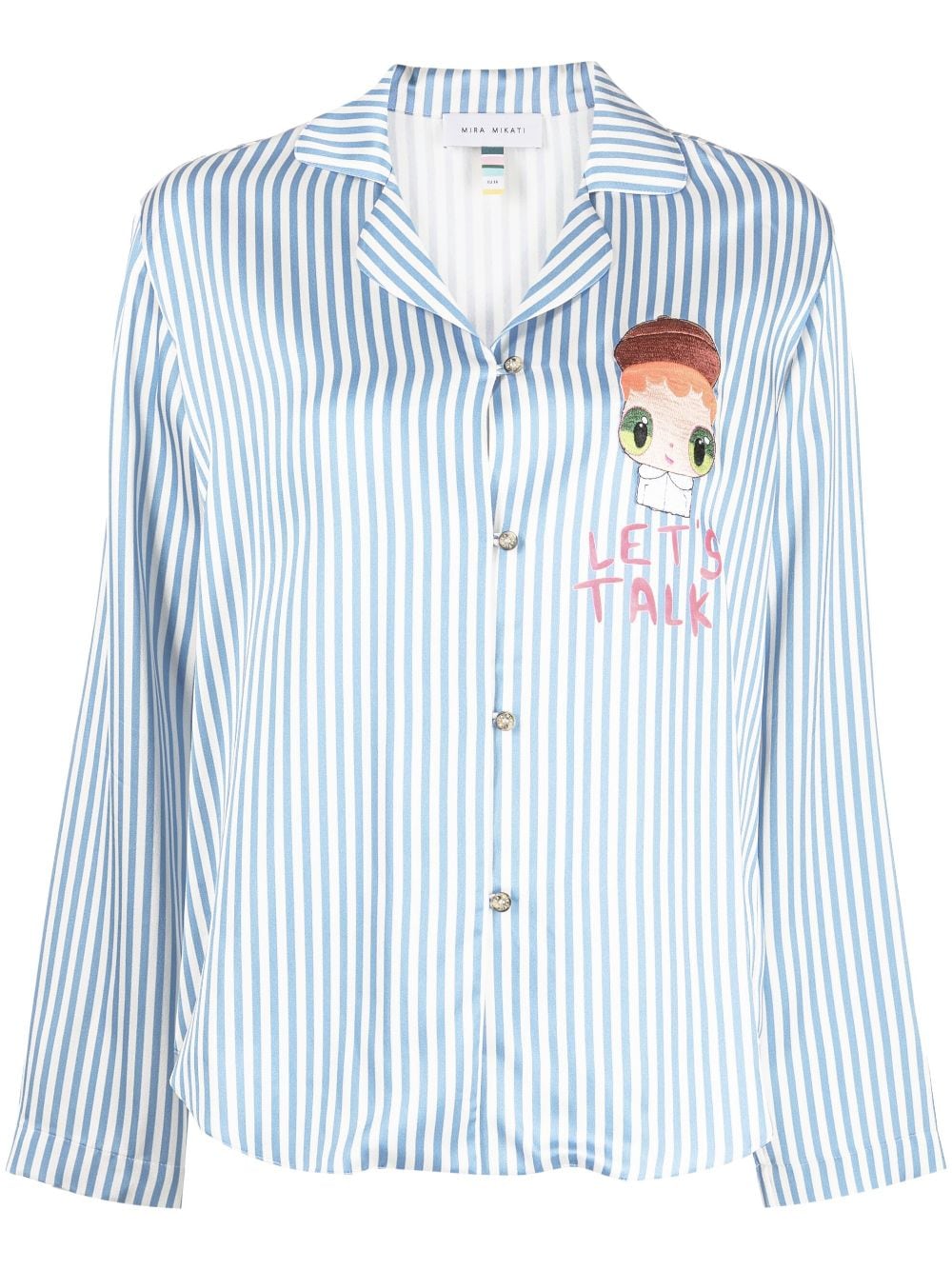 Shop Mira Mikati Doll-embroidered Striped Pyjama Top
