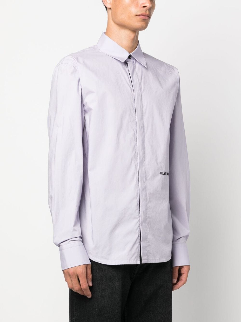 Shop Helmut Lang Embroidered-logo Cotton Shirt