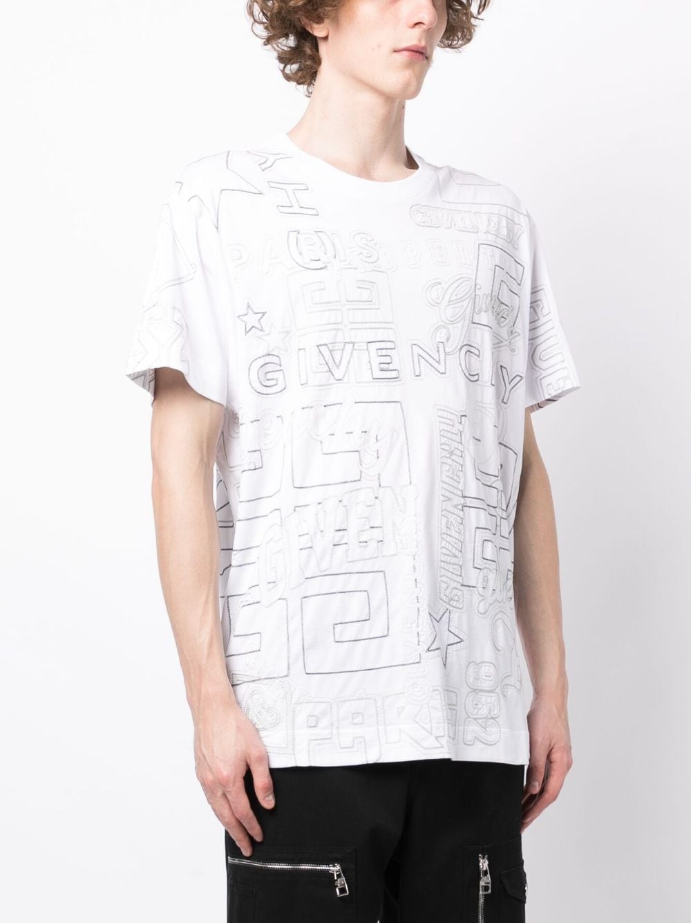 Shop Givenchy Embroidered-design Cotton T-shirt