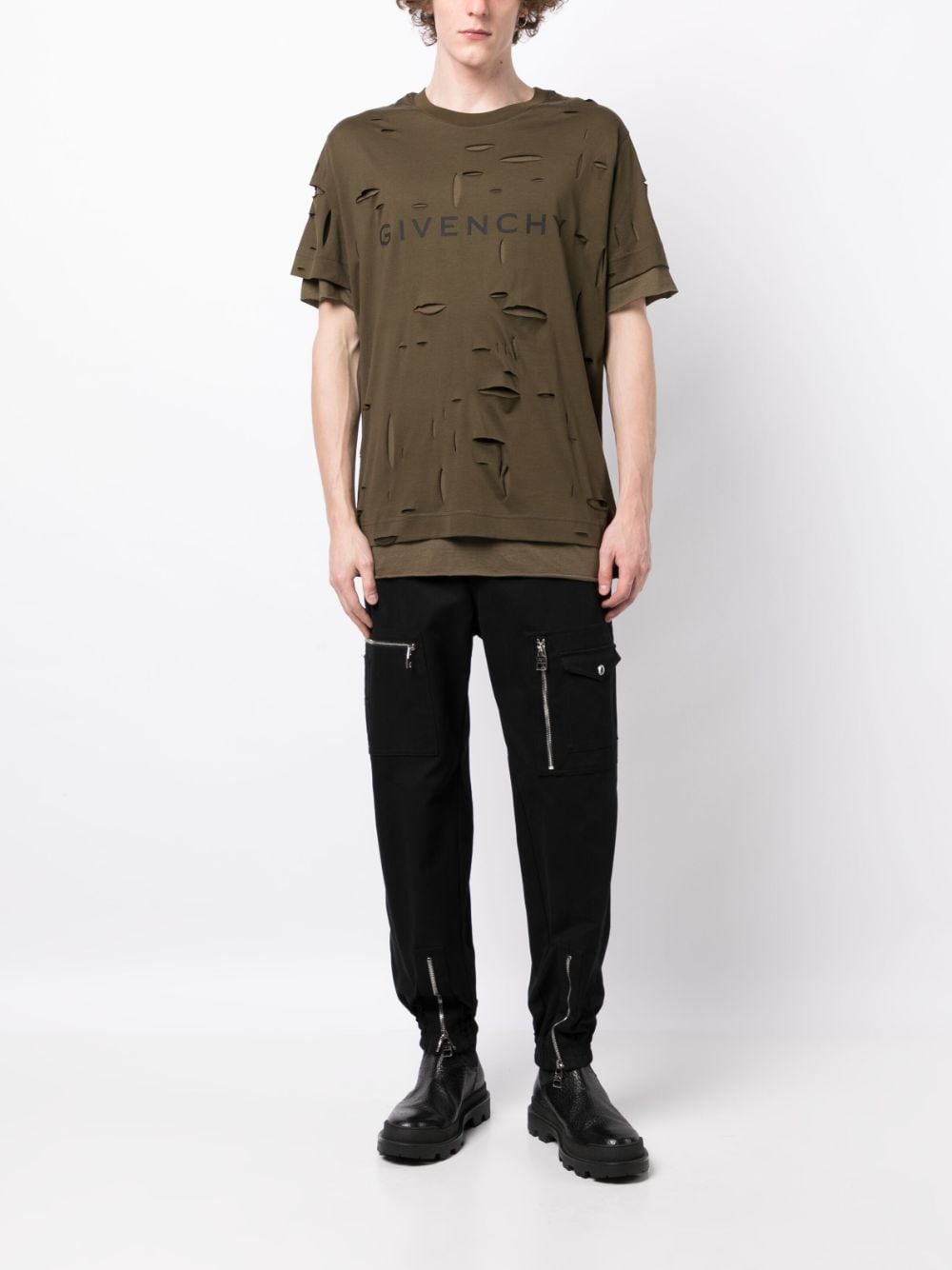 Shop Givenchy Logo-print Distressed Cotton T-shirt