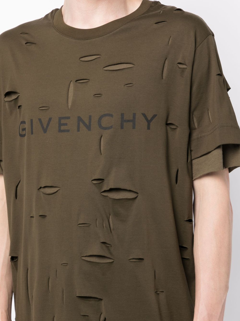 Shop Givenchy Logo-print Distressed Cotton T-shirt