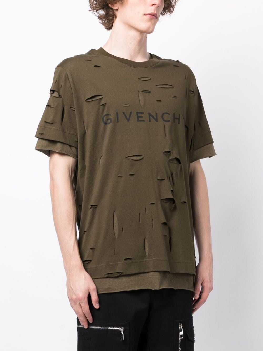 Shop Givenchy Logo-print Distressed Cotton T-shirt