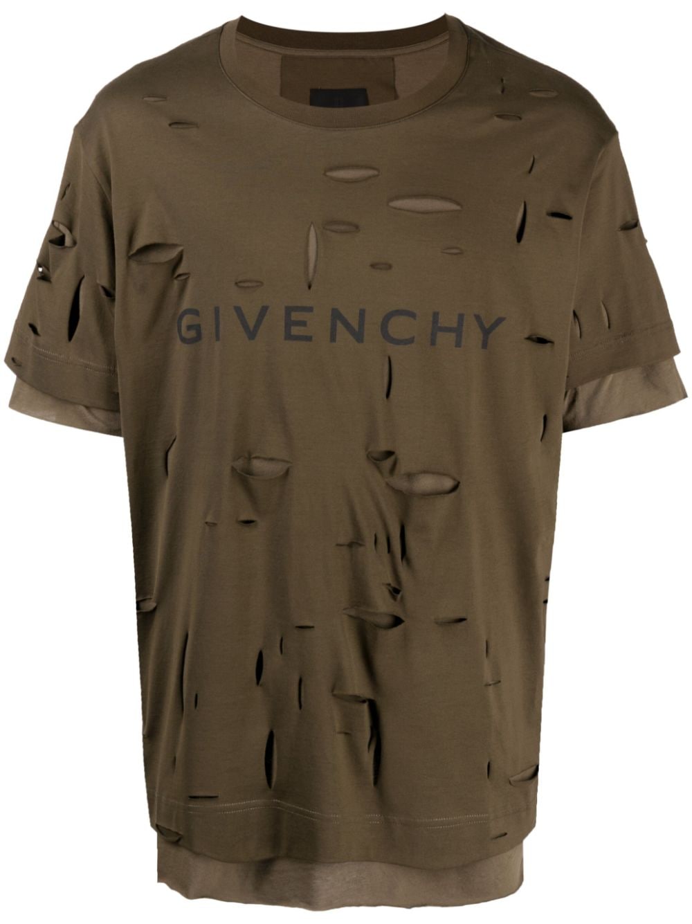 Shop Givenchy Logo-print Distressed Cotton T-shirt