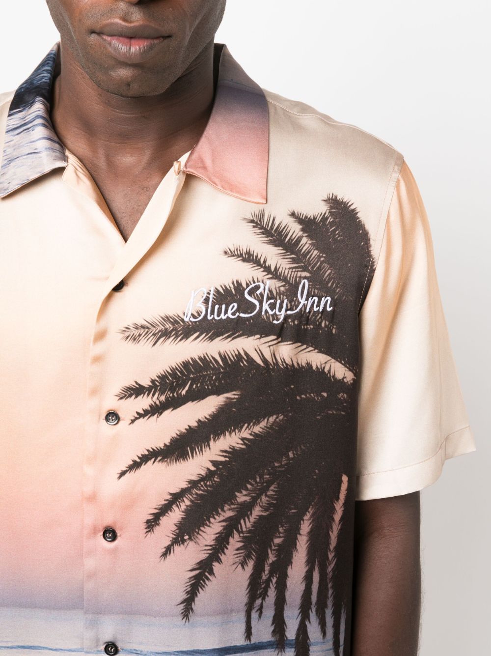 Shop Blue Sky Inn Logo-embroidered Graphic-print Shirt