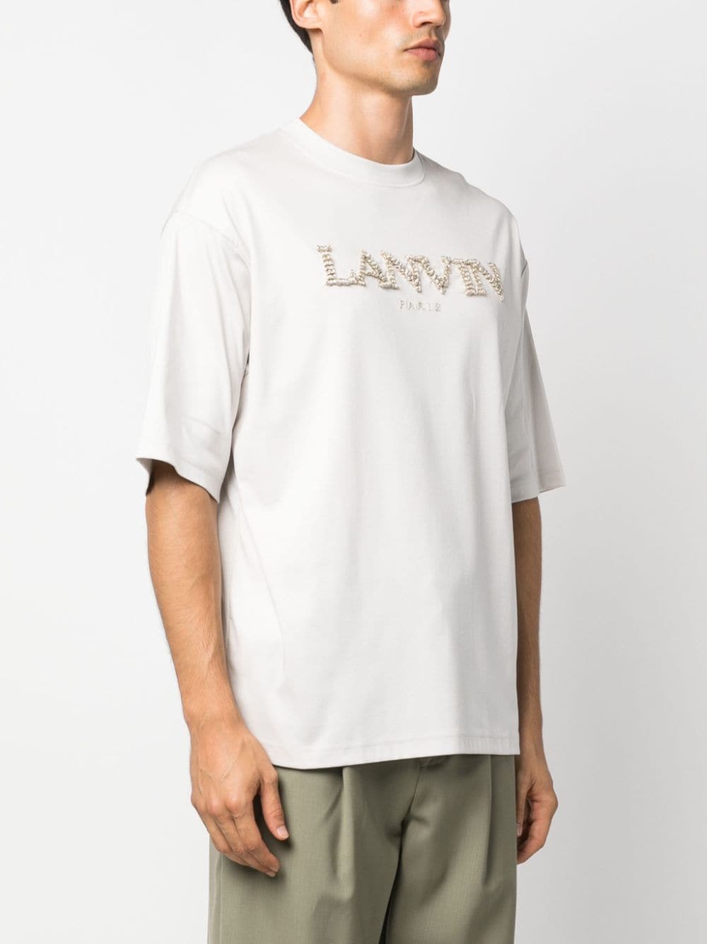 Shop Lanvin Logo-embroidered Cotton T-shirt