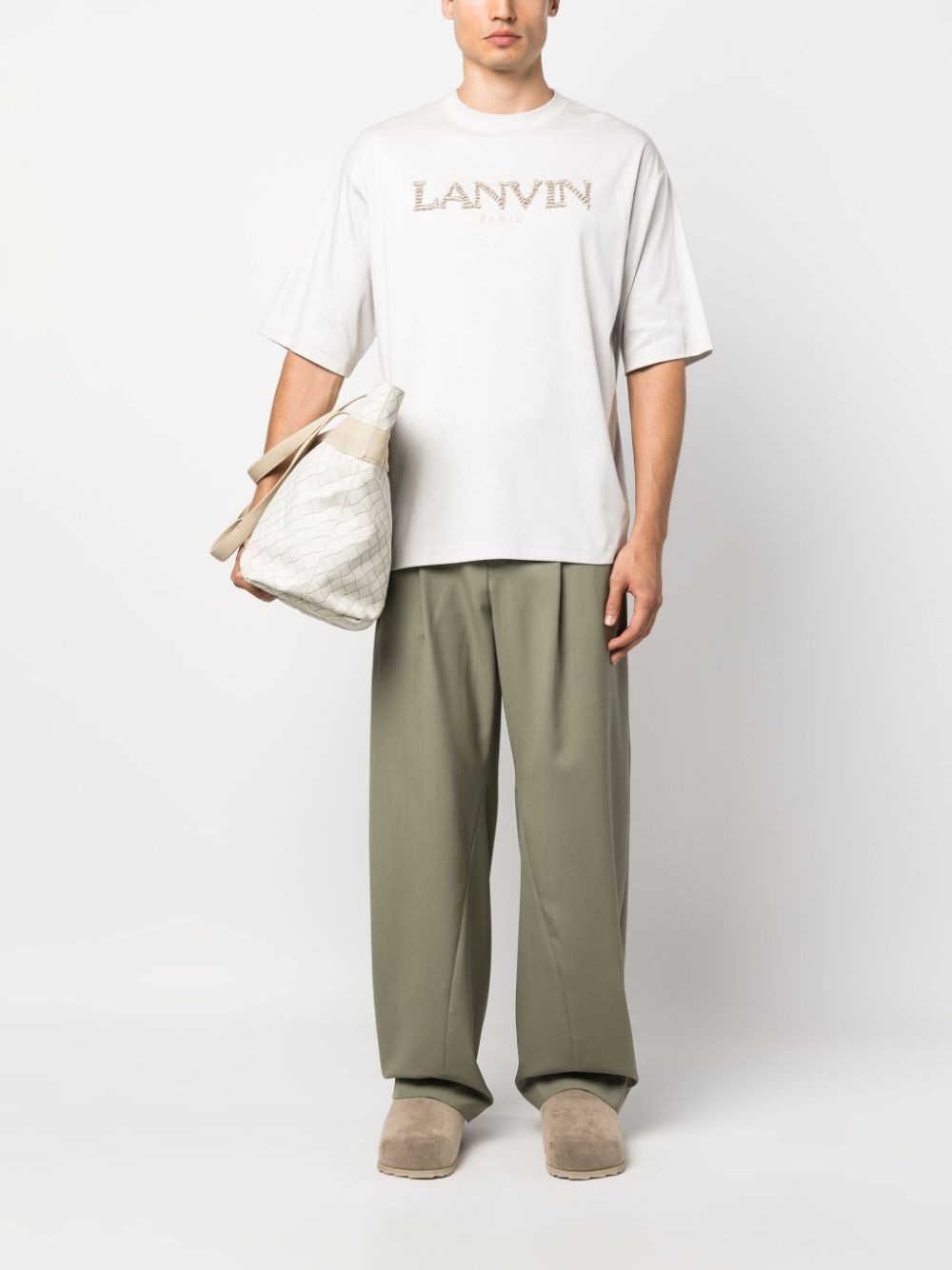 Shop Lanvin Logo-embroidered Cotton T-shirt