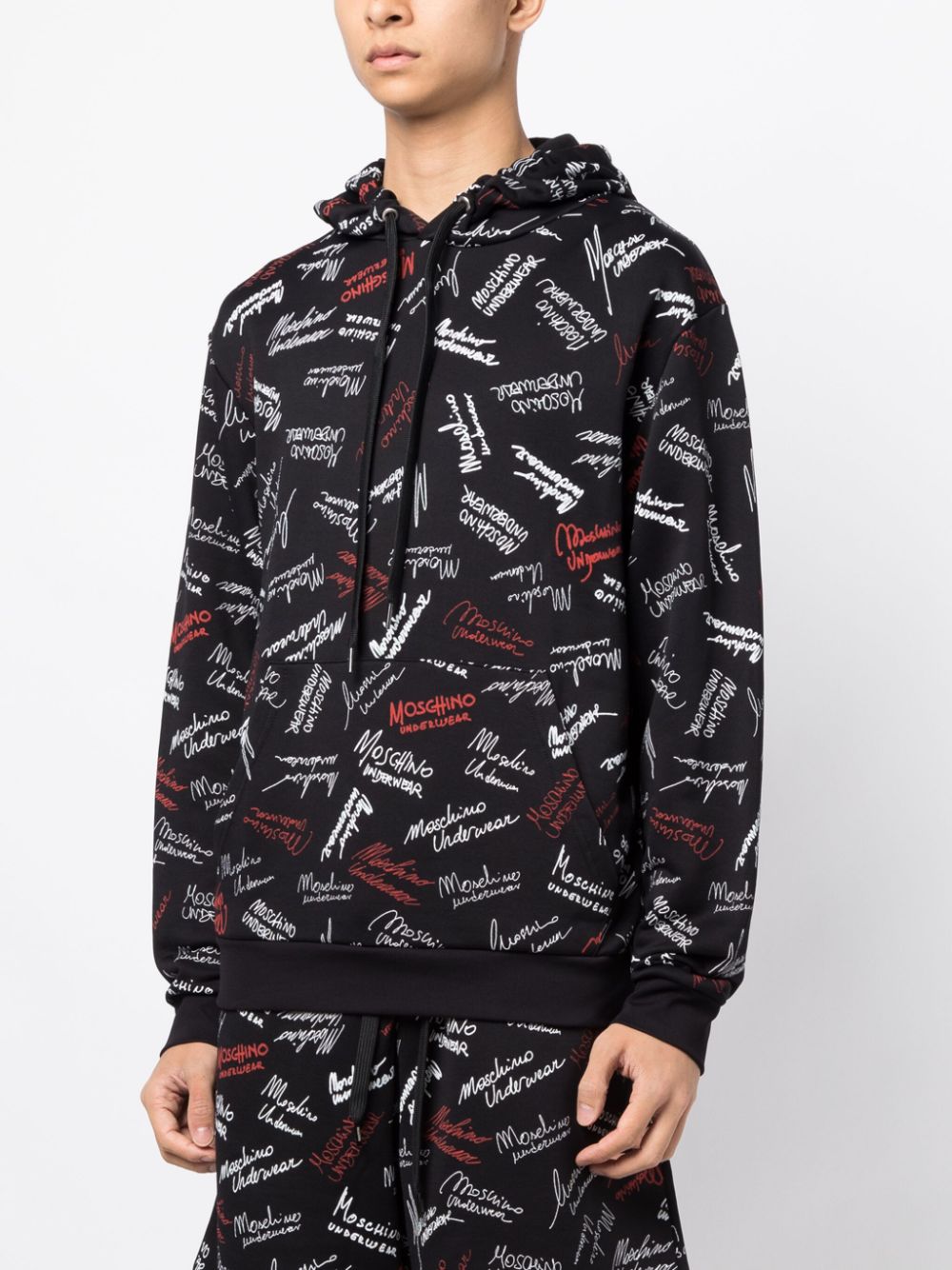 Shop Moschino Logo-print Drawstring Hoodie