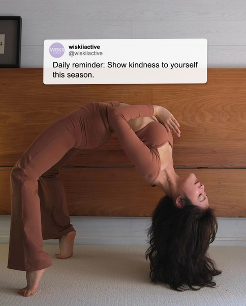 A model is doing yoga