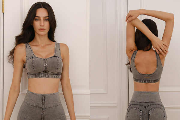 WISKII denim buttonhood bra