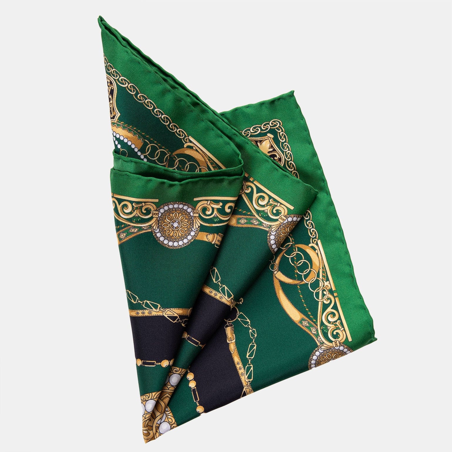 Hermès Green & Yellow Silk Pocket Square QGA06O2NGB031