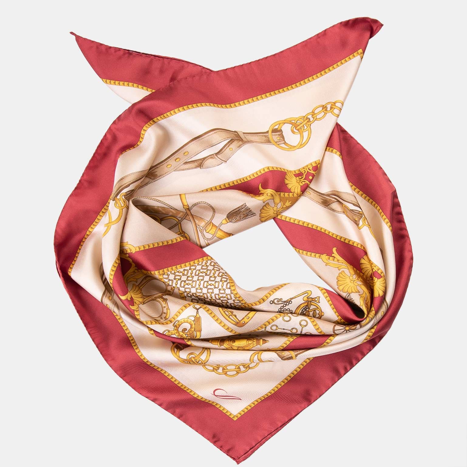 Elizabetta Brown Floral Silk Square Scarf