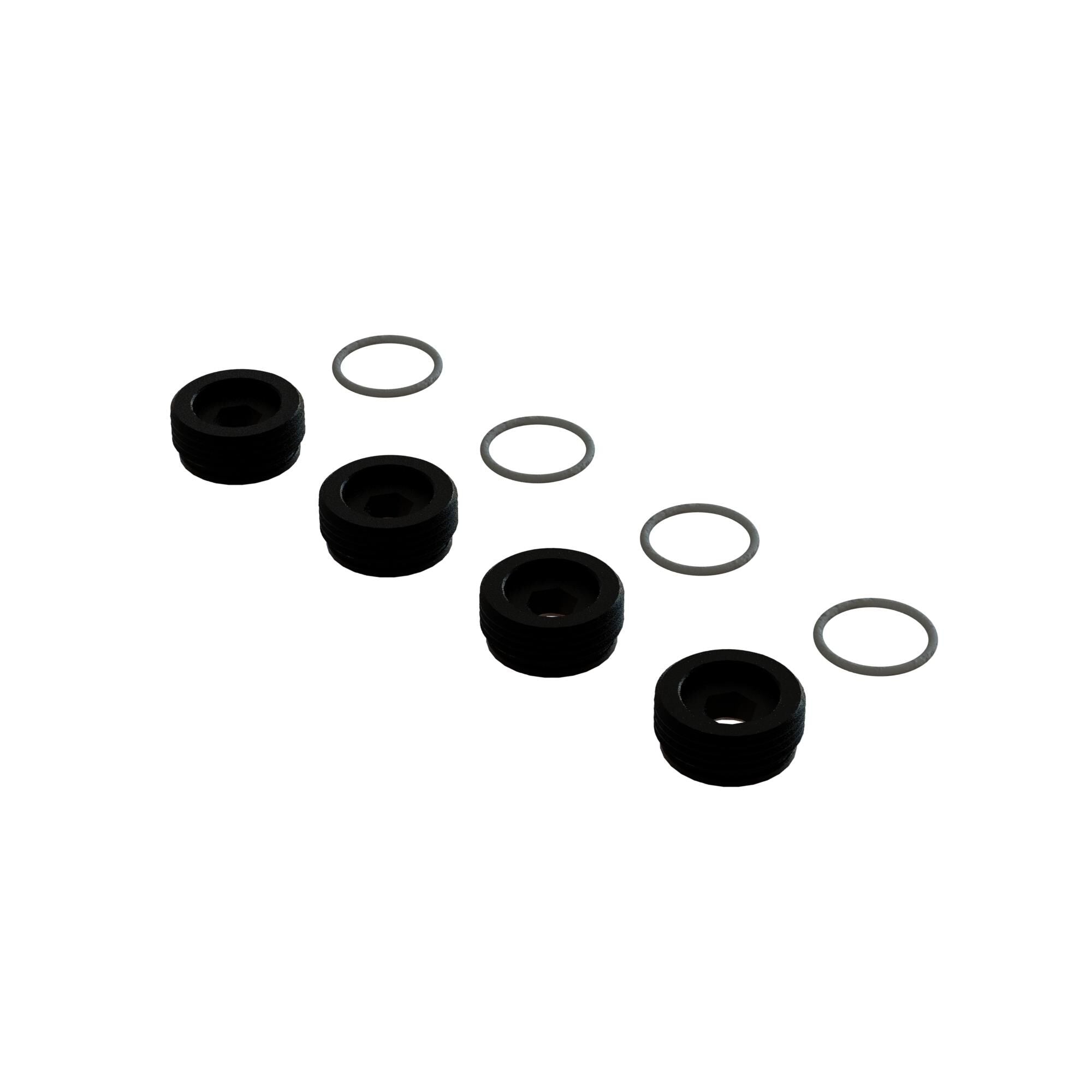 Arrma Aluminum Front Hub Nut Black Inc. O-Rings (4) ARA330775