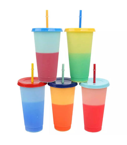 FUNUS 24oz Christmas Color Changing Tumblers Cups With Lids and