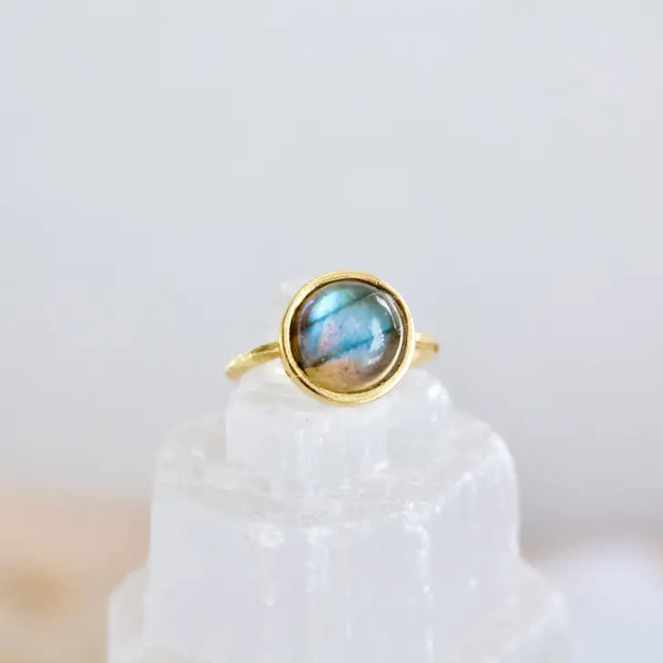 Labradorite Solitaire Ring