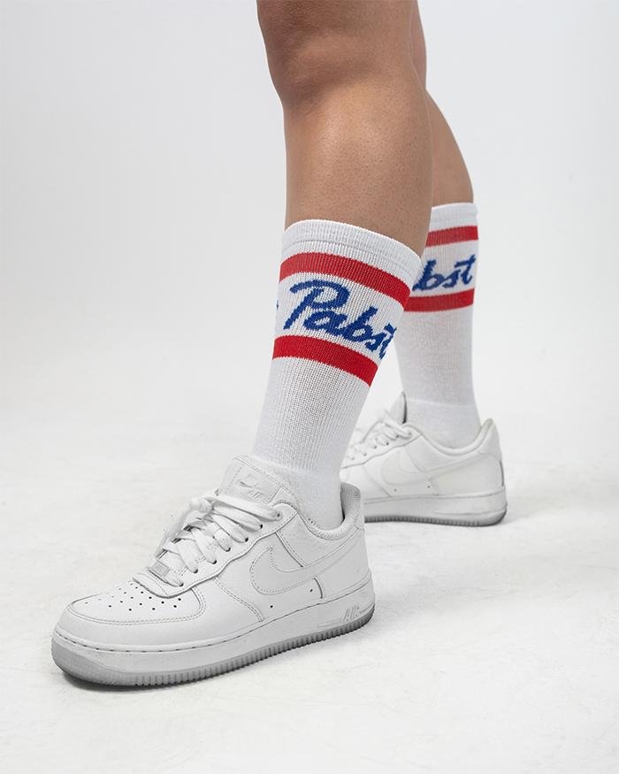PBR Signature Mid Calf White Socks 