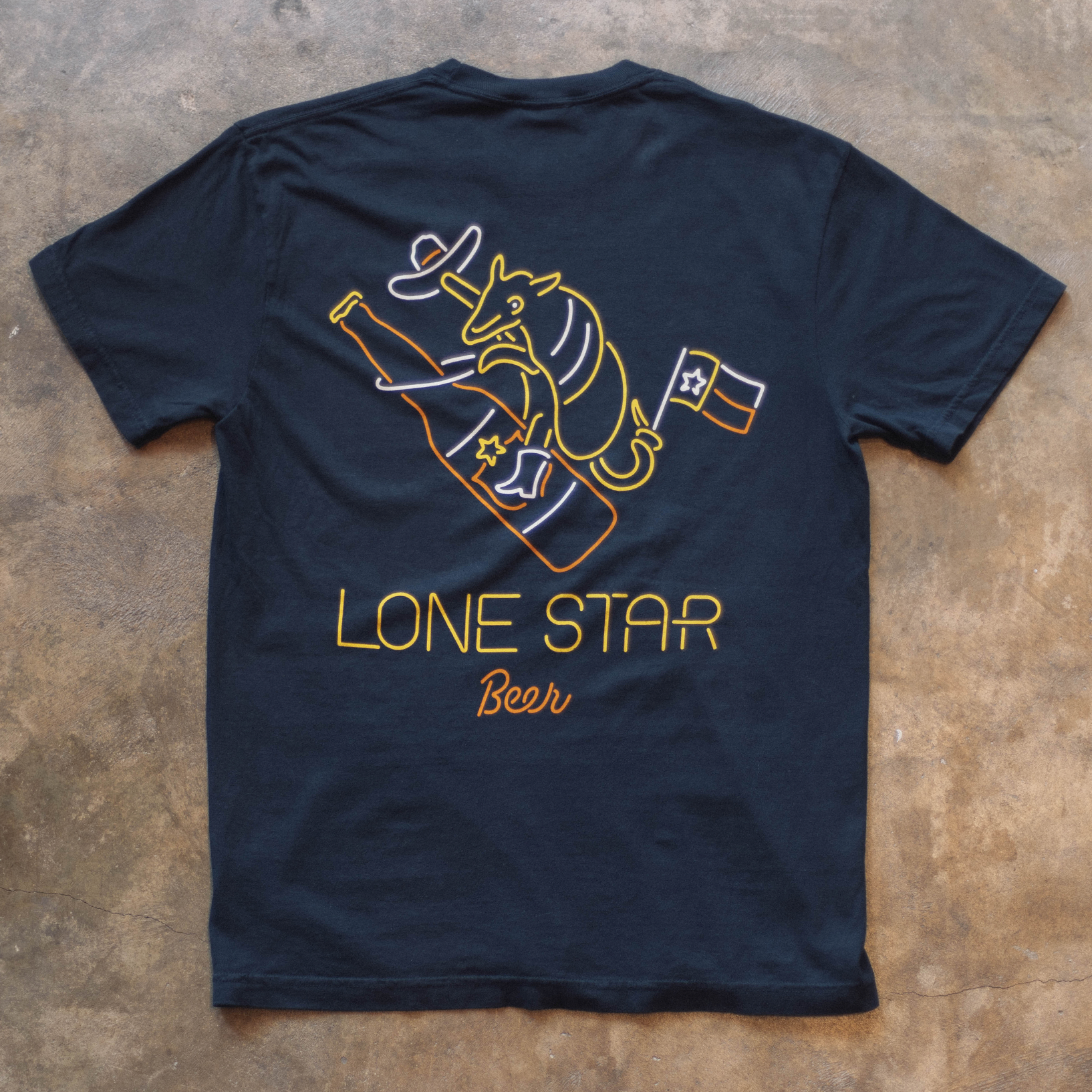 Armadillo Bar Neon Vintage Wash Tee - Lone Star Beer Store product image