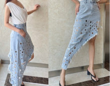 Load image into Gallery viewer, Jeans studded skirt
