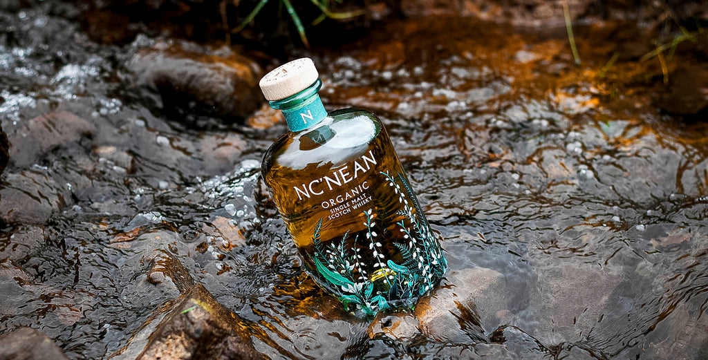 Nc'nean 100% recycled glass whisky bottle