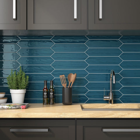 1- teal blue backsplash tiles