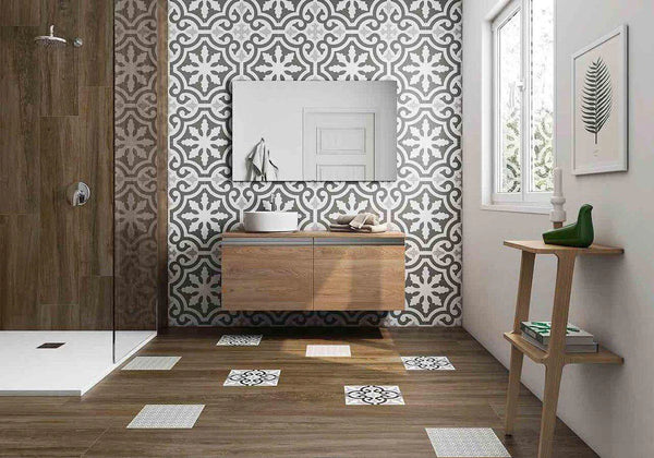 2- bathroom gray tiles
