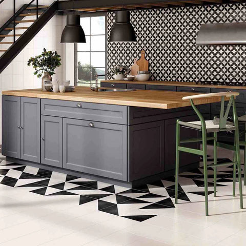 Coal Patterned Tile Black and White Floor Tile