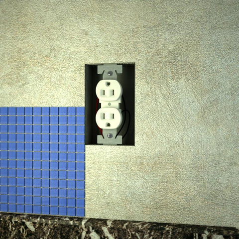 Installing backsplash mosaic tiles around electrical outlets - 4