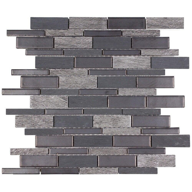 Mosaic Wall Tile Linear Charcoal | Mineral Tiles