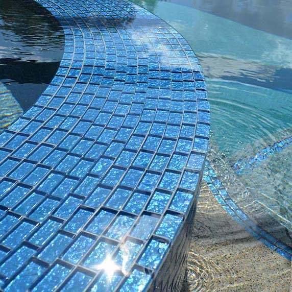 Iridescent Clear Glass Pool Tile Pale Blue 1 x 2