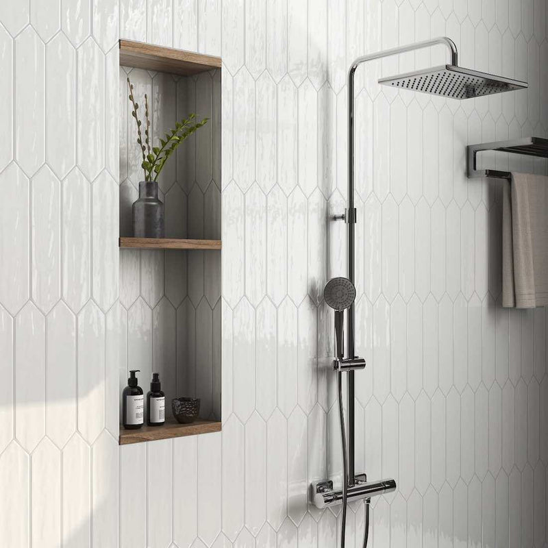 White Picket Tile Shower