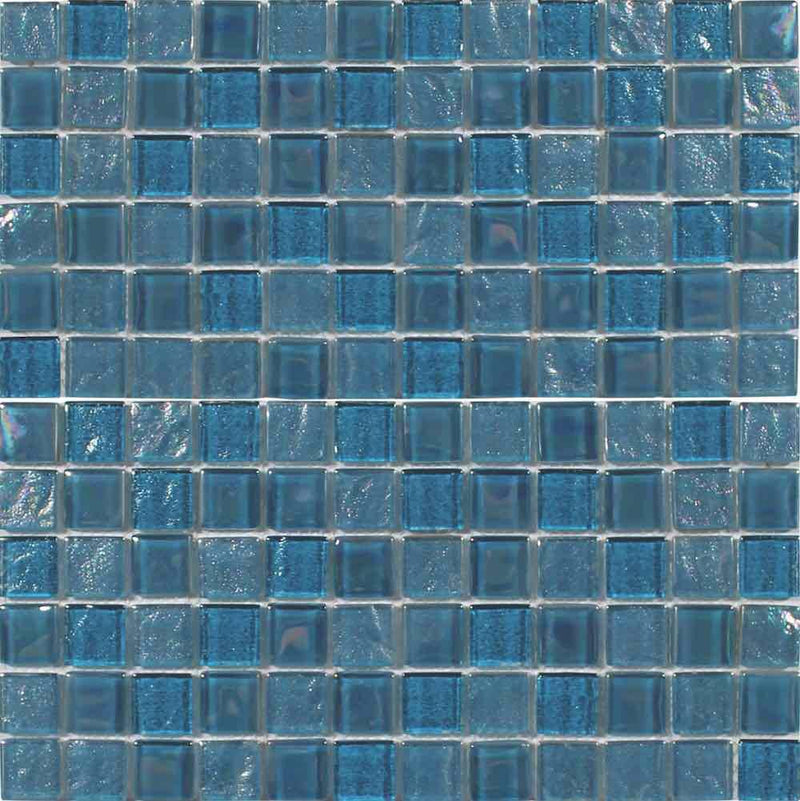 Beach Glass Tile Iridescent Turquoise 1x1 Mineral Tiles
