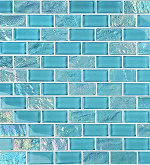 Blue Blend Glass Mosaic Tile 1x2