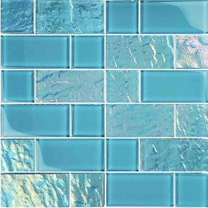 Glass Mosaic Tile Sheen Blue 1x1