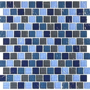 Glass Mosaic Tile Staggered Lava Dark Blue 1x1